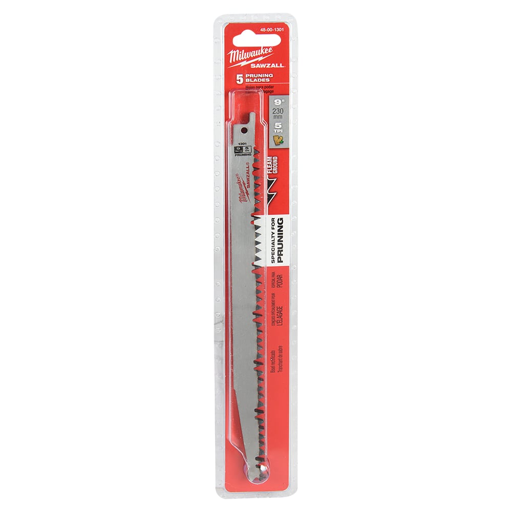 MILWAUKEE Pruning Reciprocating Saw Blades 9 in. / 5 TPI Pkg/5