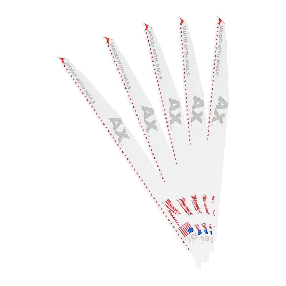 Lames de scie alternative 12 po / 5 dents pour le bois Pqt/5 MILWAUKEE