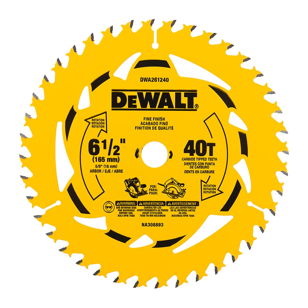 Lame de scie circulaire pour construction 6&nbsp;1/2&nbsp;po 40&nbsp;dents DEWALT