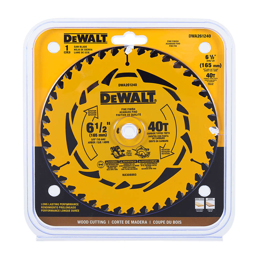 Lame de scie circulaire pour construction 6&nbsp;1/2&nbsp;po 40&nbsp;dents DEWALT