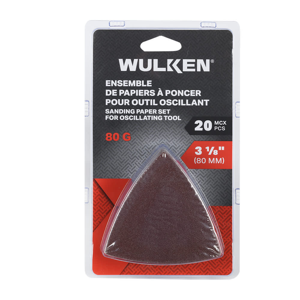 Papiers sablés pour outil oscillant n° 80 Pqt/20 WULKEN