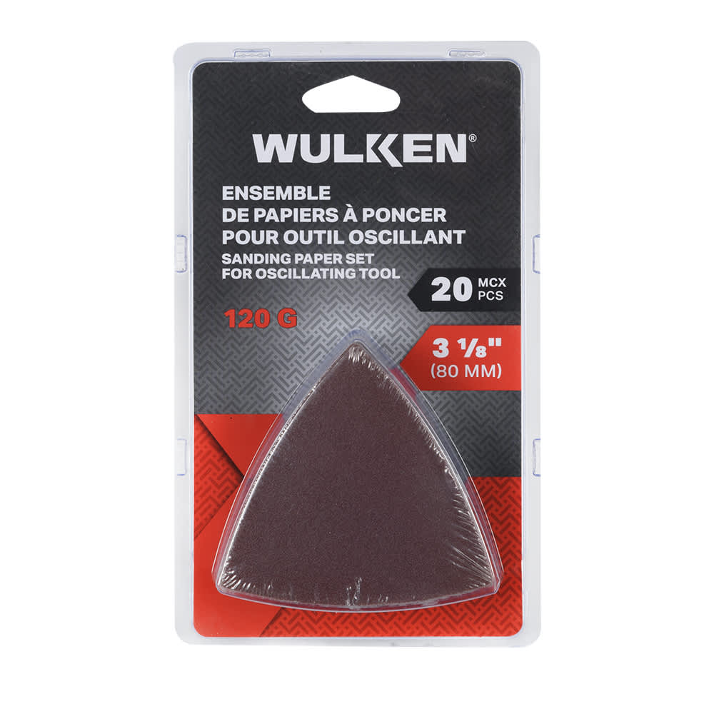 Papiers sablés pour outil oscillant n° 120 Pqt/20 WULKEN
