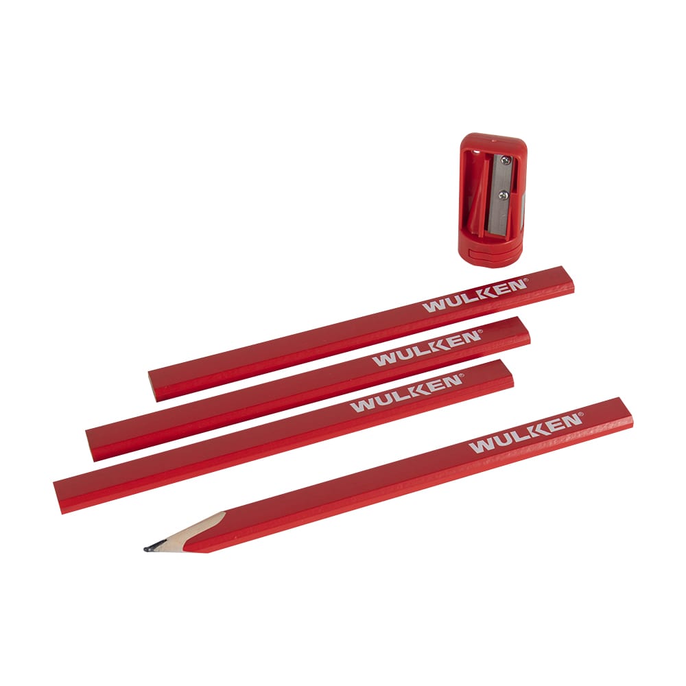 Ensemble de 4 crayons de menuisier et aiguise-crayon WULKEN