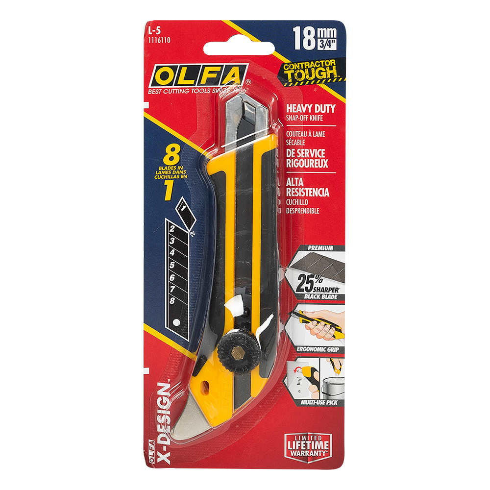 Sturdy Snap-Off Utility Knife (L-5) - 18 mm