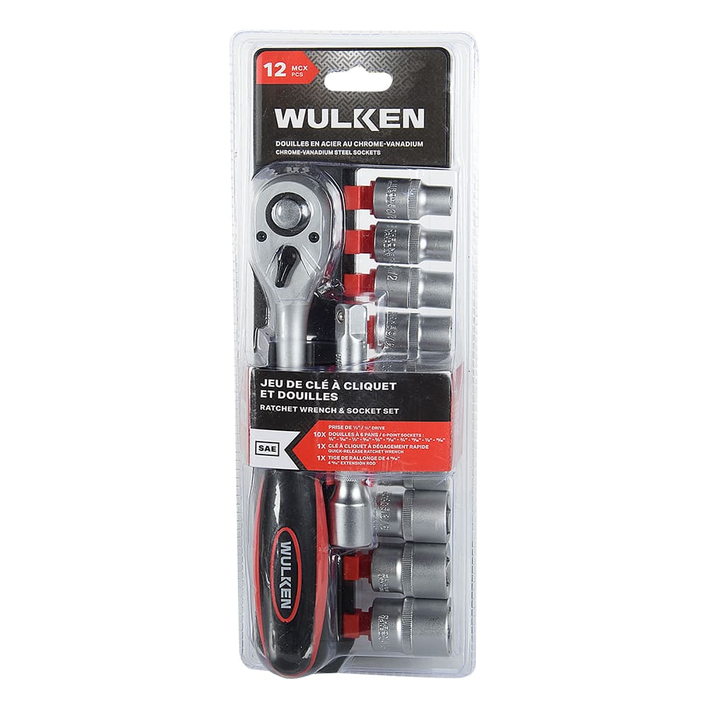 Jeu de clé à cliquet et de douilles 1/2&nbsp;po 12 mcx WULKEN