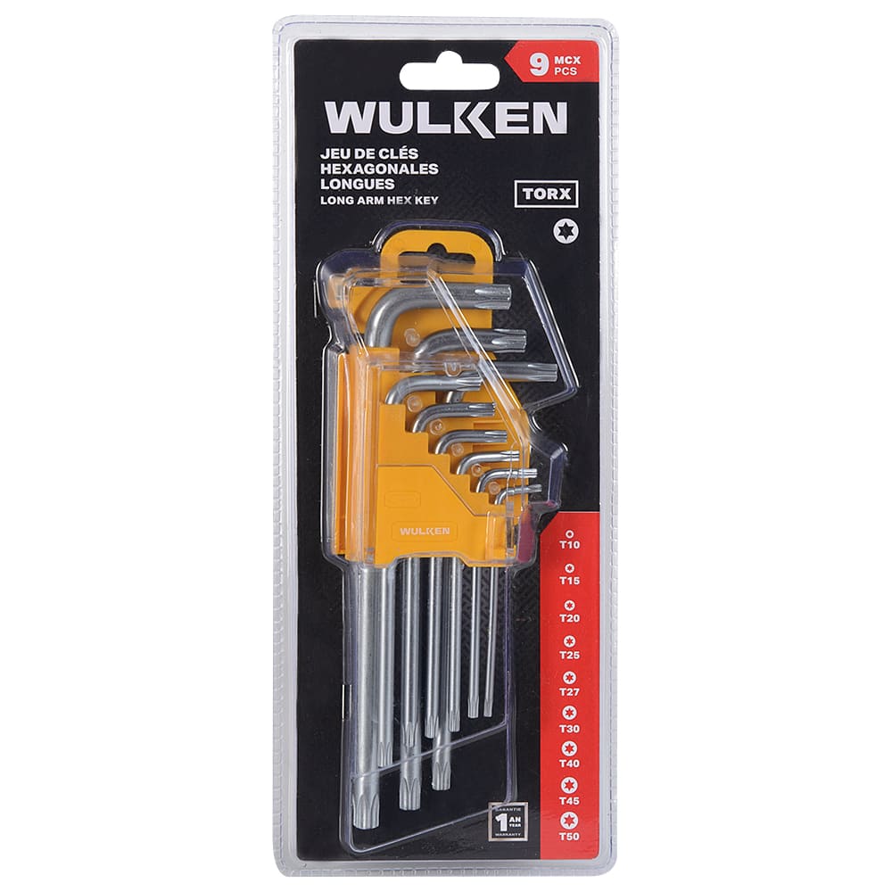 Jeu de 9 clés hexagonales Torx WULKEN