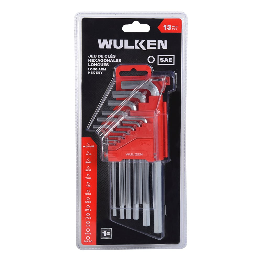 Jeu de 13 clés hexagonales SAE WULKEN