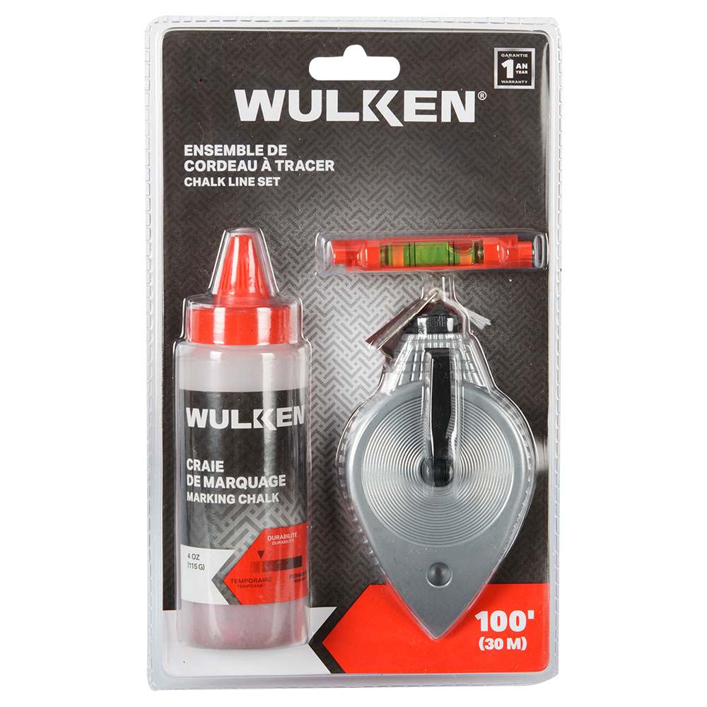 Ensemble de cordeau à tracer 100 pi WULKEN