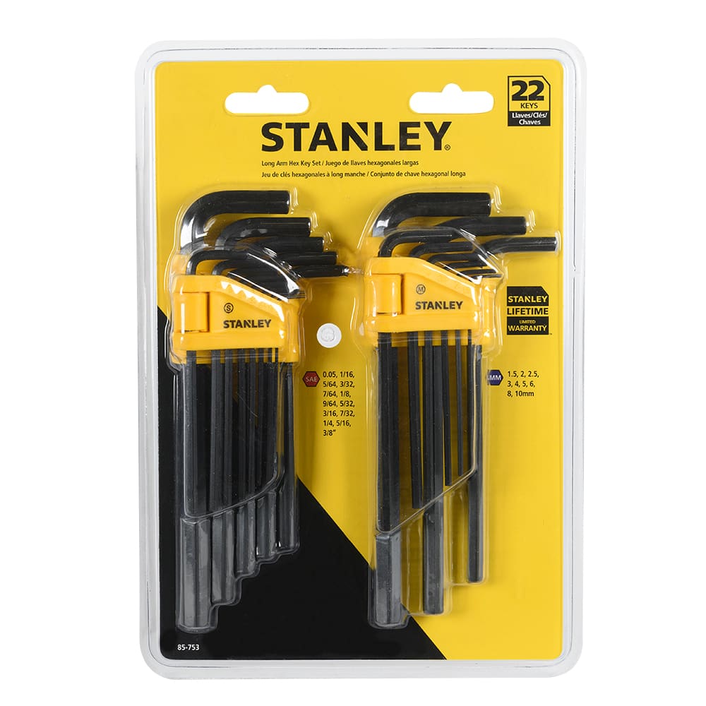 Jeu de 22 clés hexagonales SAE/Métriques