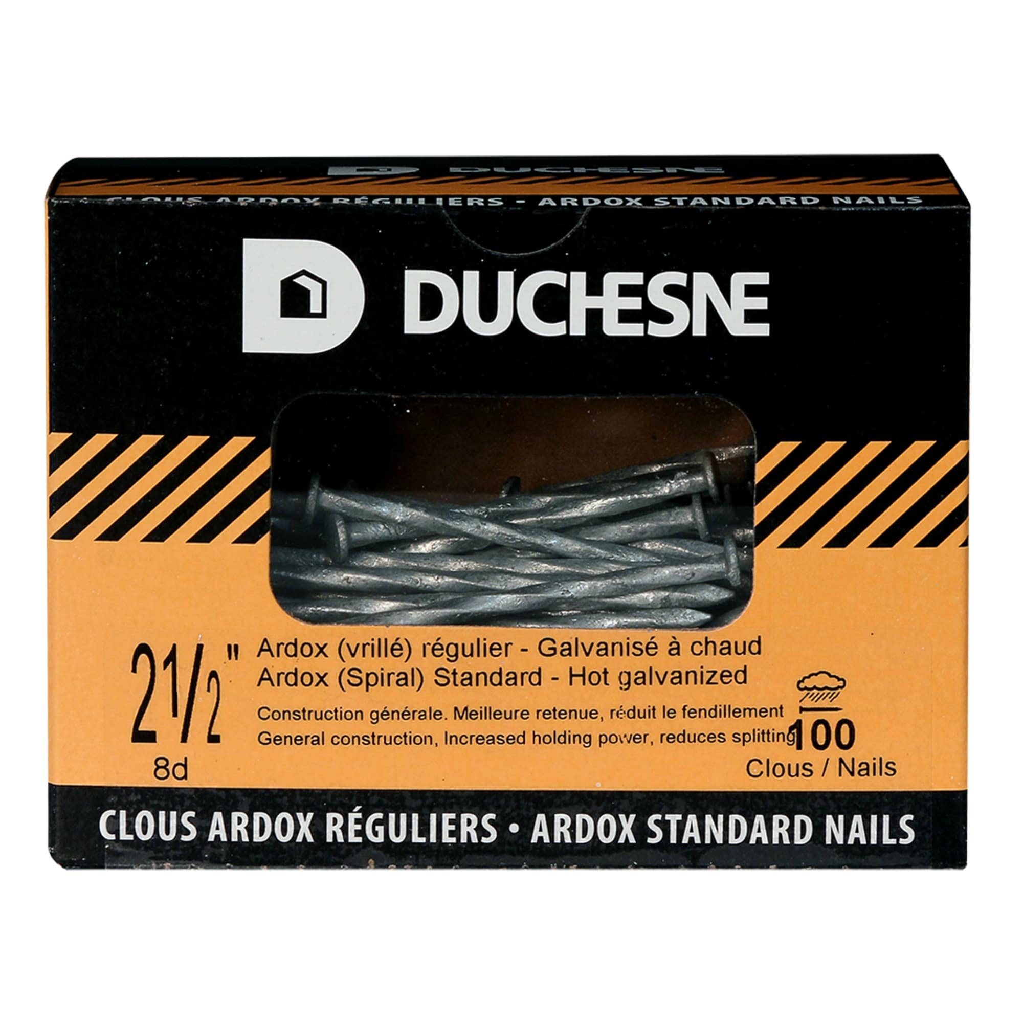 Clous vrillés Ardox galvanisés à chaud 2&nbsp;1/2&nbsp;po Pqt/100