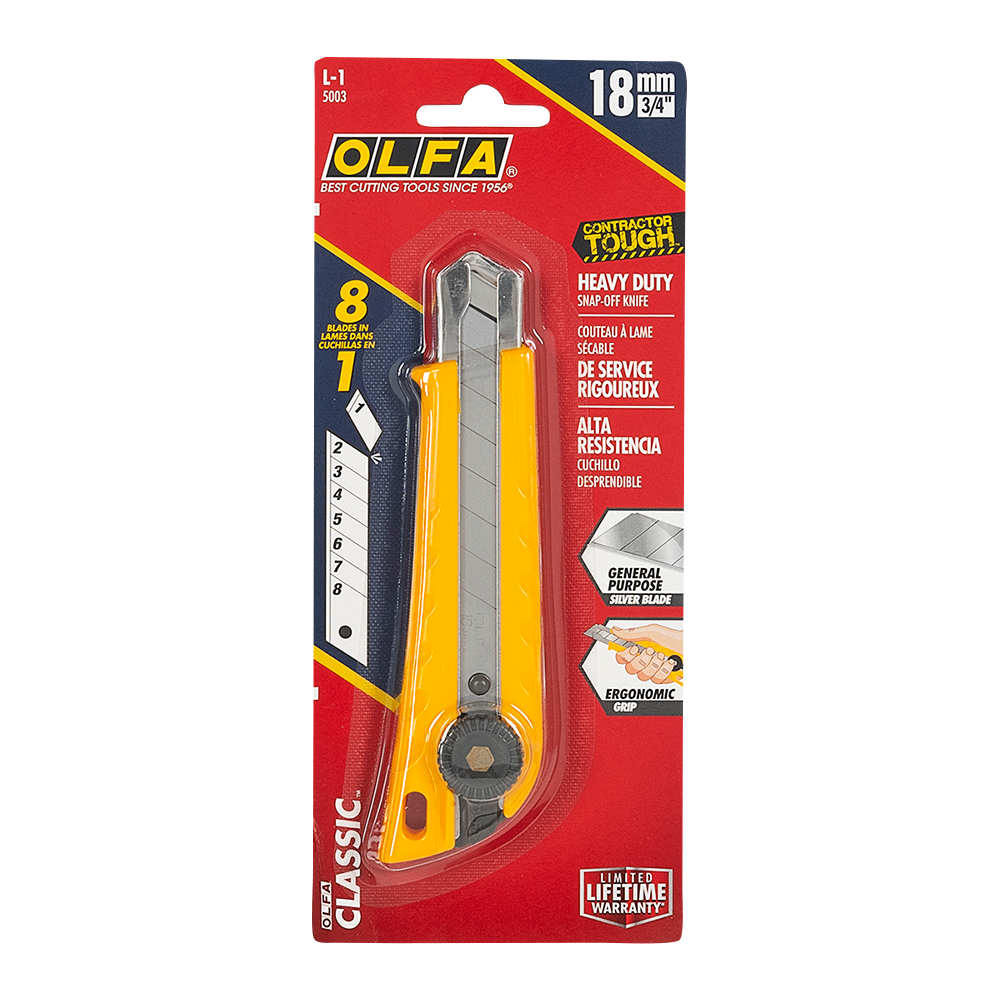 Sturdy Snap-Off Utility Knife (L-1) 18 mm