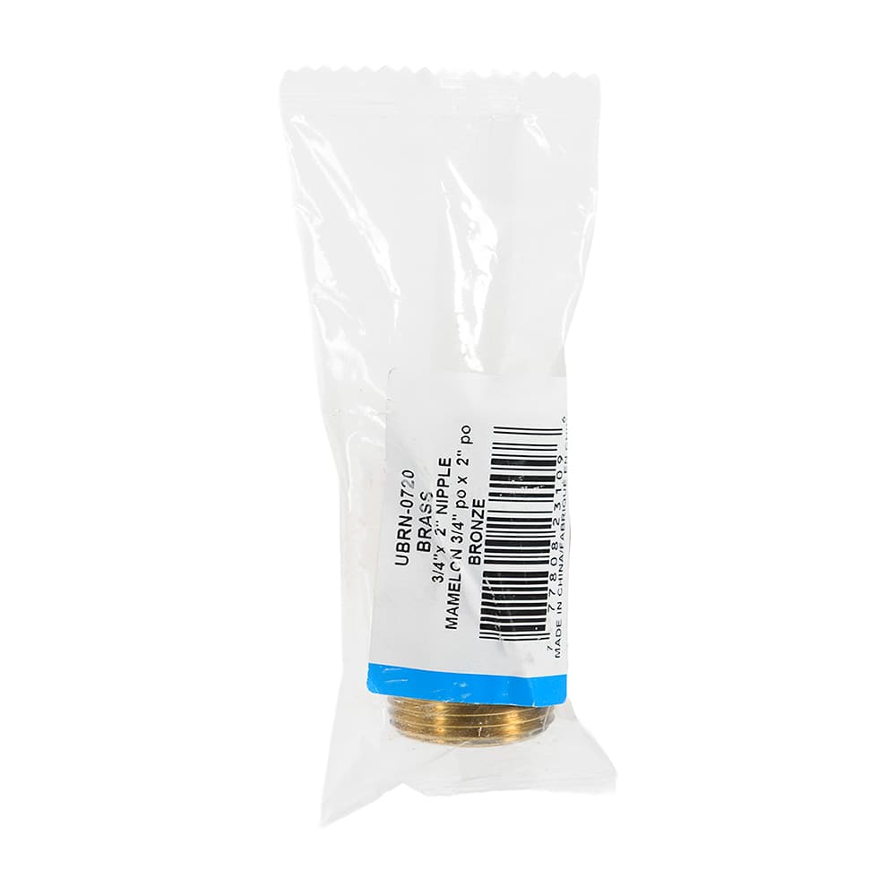 Mamelon en laiton 3/4 po x 2 po