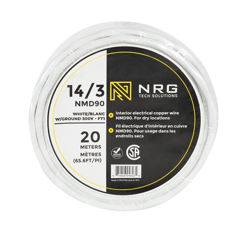 Fil électrique d'intérieur NMD-90, 14/3&nbsp;blanc 20 m