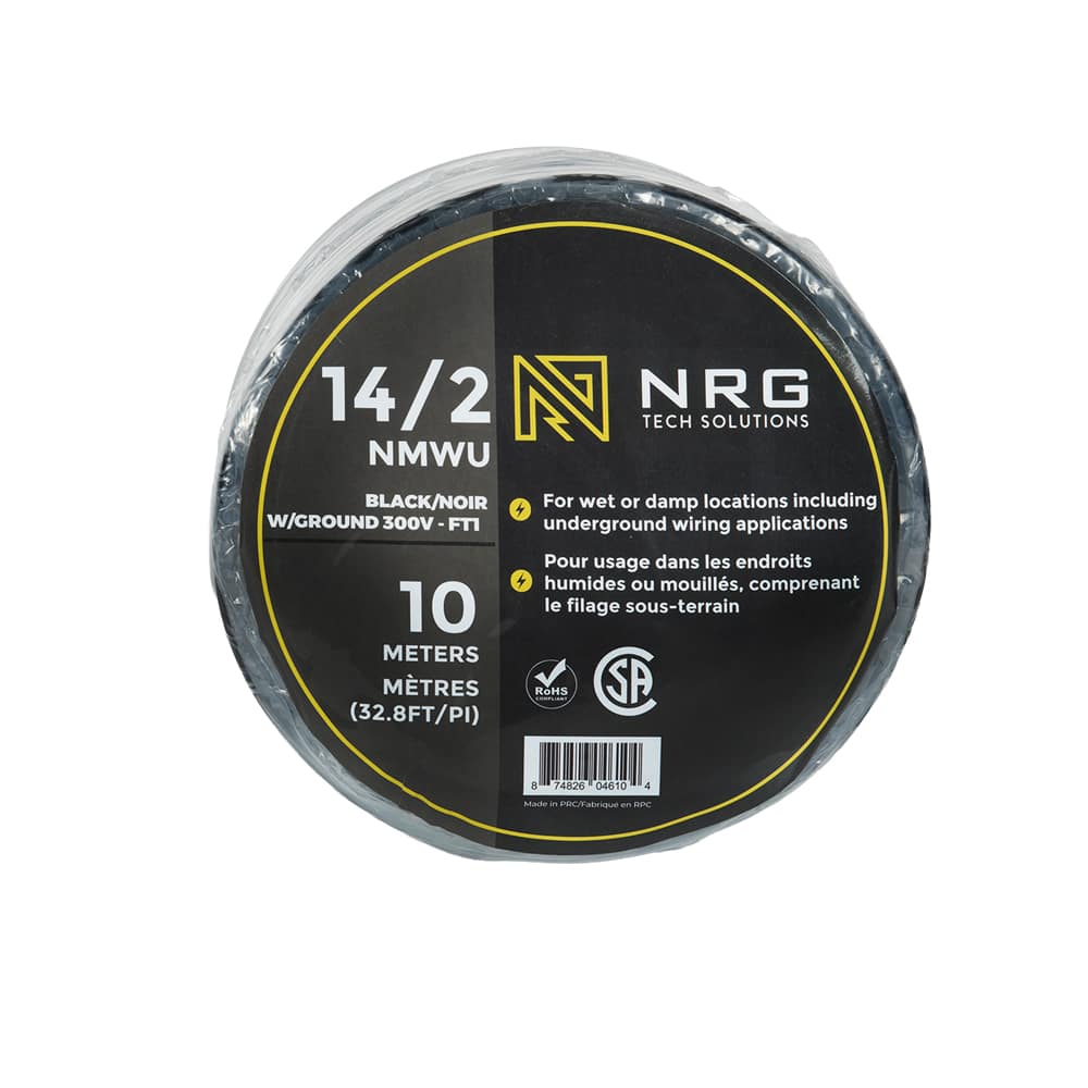 Fil électrique d'extérieur NMWU 14/2 noir 10&nbsp;m