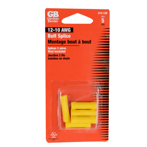 Butt Splice Wire Connectors Pkg/5 Yellow