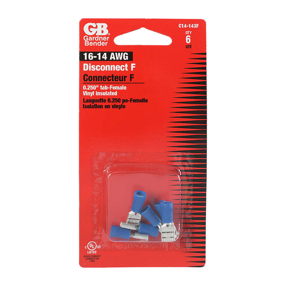 Female Disconnect Terminals Pkg/6 Blue