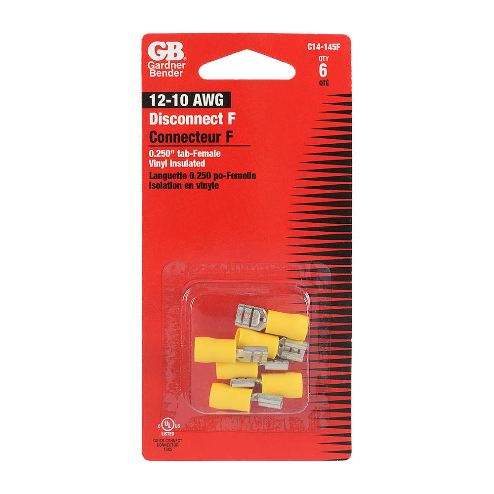 Female Disconnect Terminals Pkg/6 Yellow