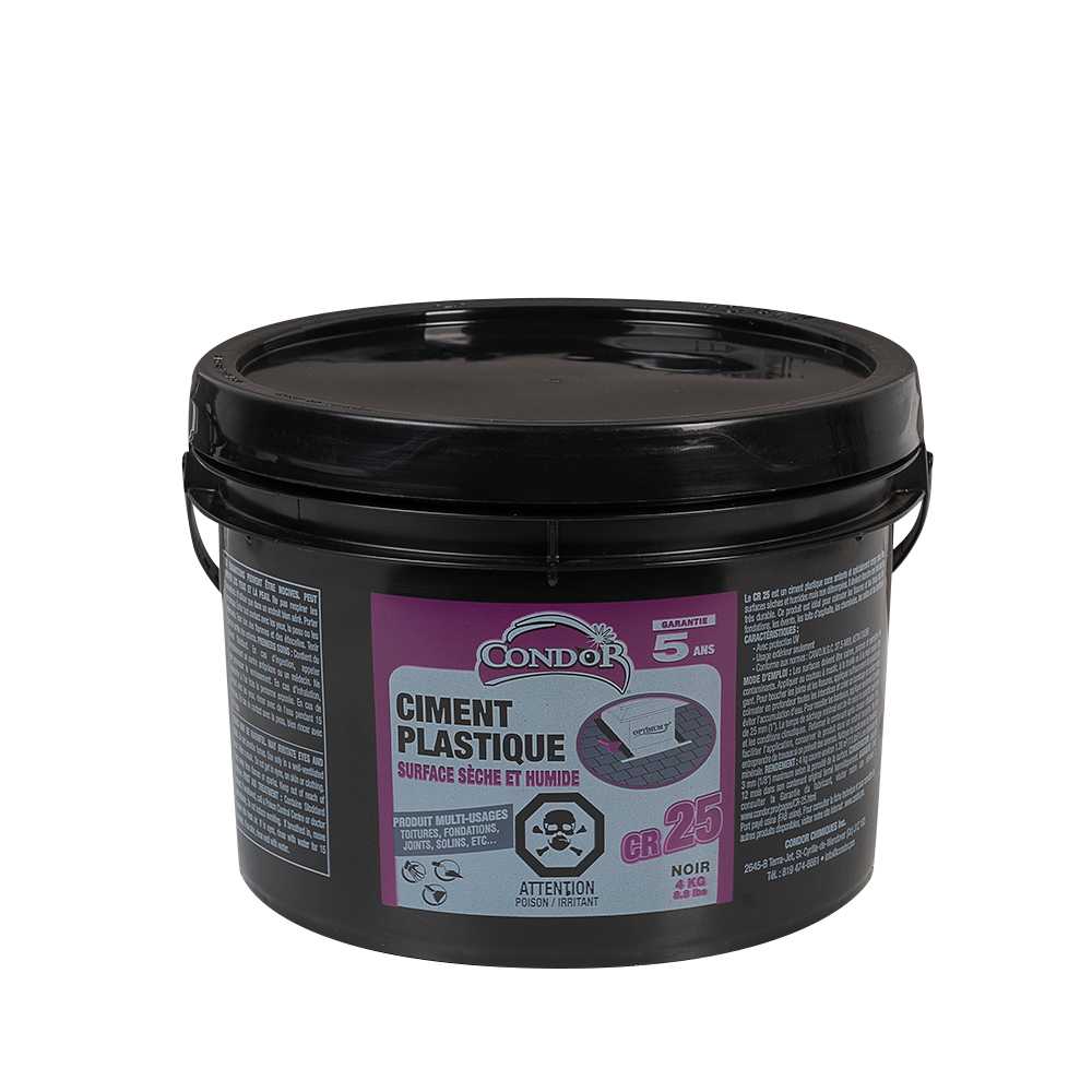 Ciment plastique pour surfaces humides noir 4 kg