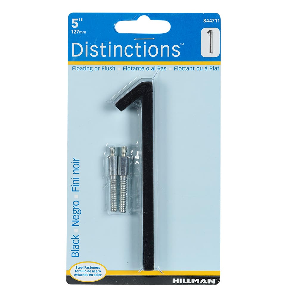Chiffre 1 Distinction en zinc noir 5 po