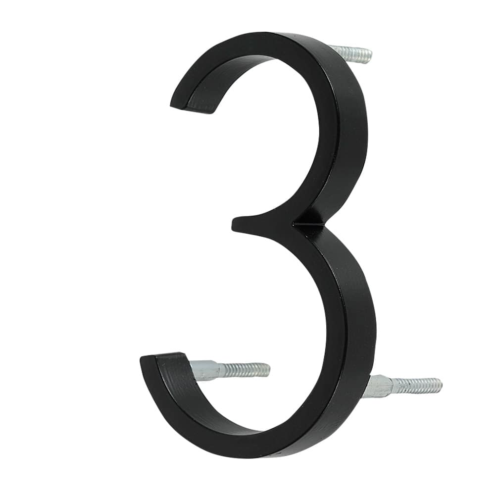Chiffre 3 Distinction en zinc noir 5 po