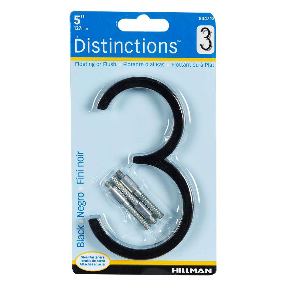 Chiffre 3 Distinction en zinc noir 5 po