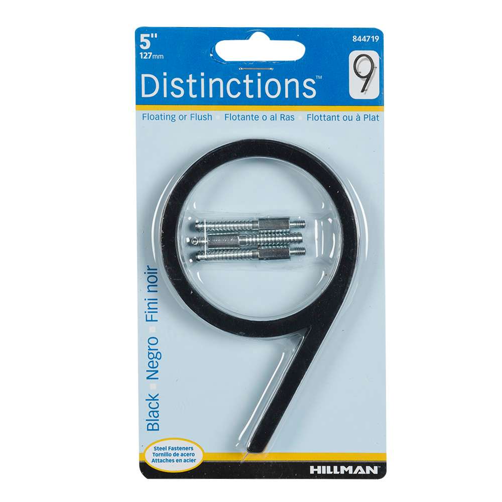 Chiffre 9 Distinction en zinc noir 5 po
