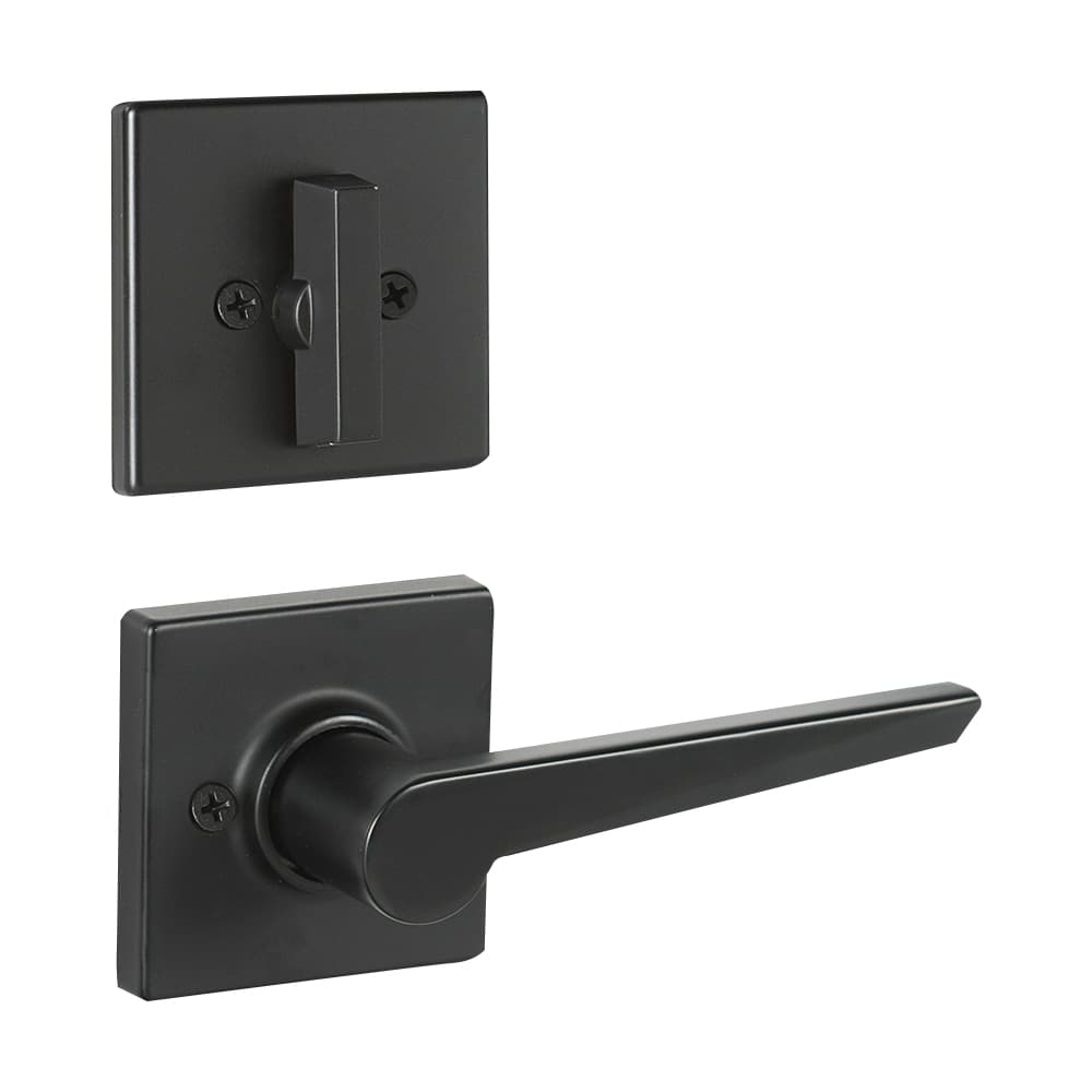 Serrure de porte d'entrée à clé et poignée Amador noire WEISER