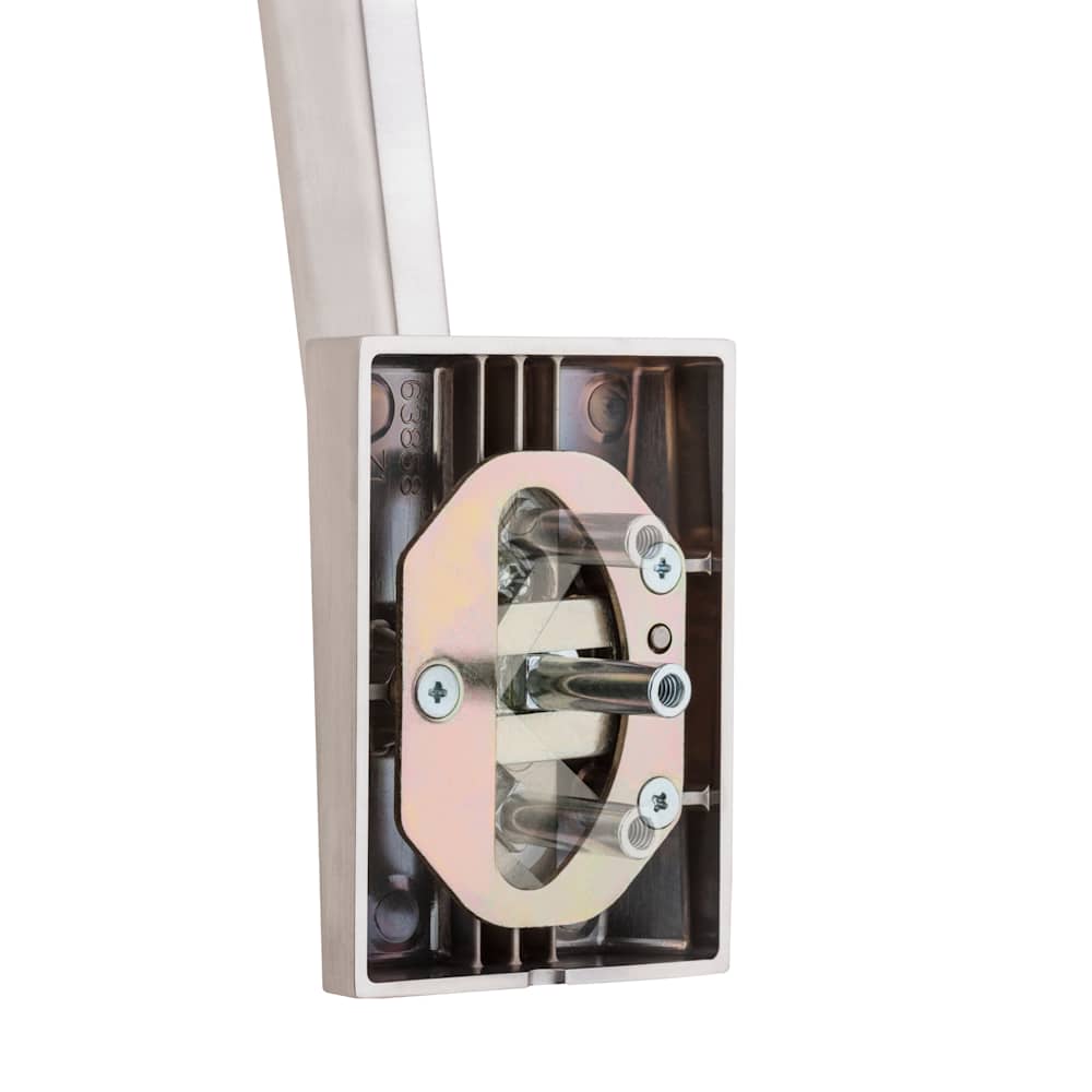 Serrure de porte d'entrée à clé et poignée San Clemente nickel satiné