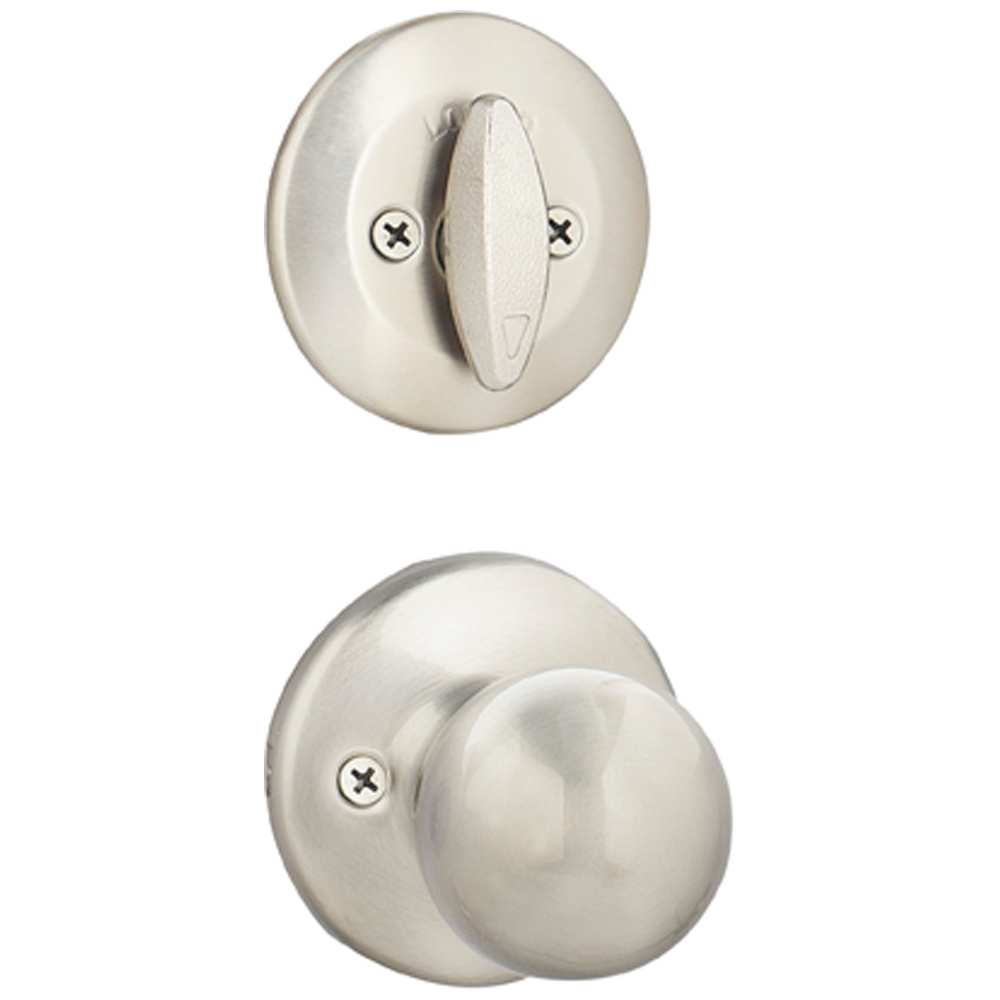 Serrure de porte d'entrée à clé et poignée Kingsway nickel satiné