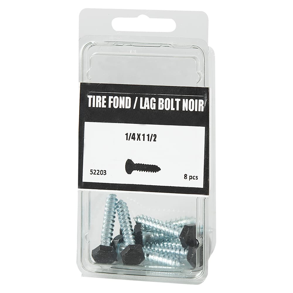 Boulons tire-fond noir 1/4 po x 1&nbsp;1/2&nbsp;po Pqt/8
