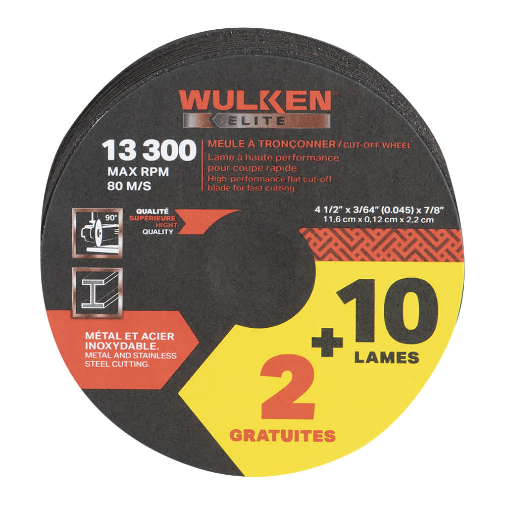 WULKEN ELITE Grinder Cutting Wheels 4&nbsp;1/2 in. Pkg/12