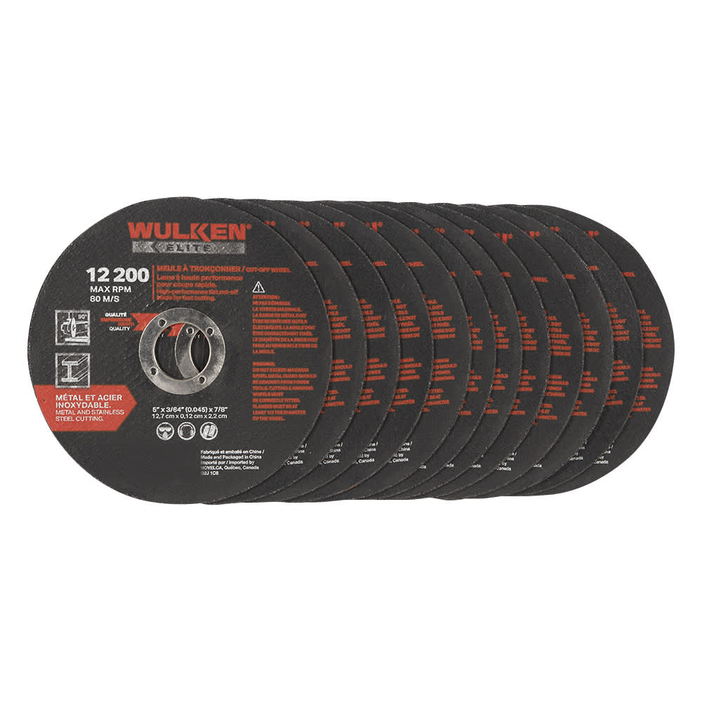 Disques de coupe pour rectifieuse 5&nbsp;po Pqt/12 WULKEN ELITE