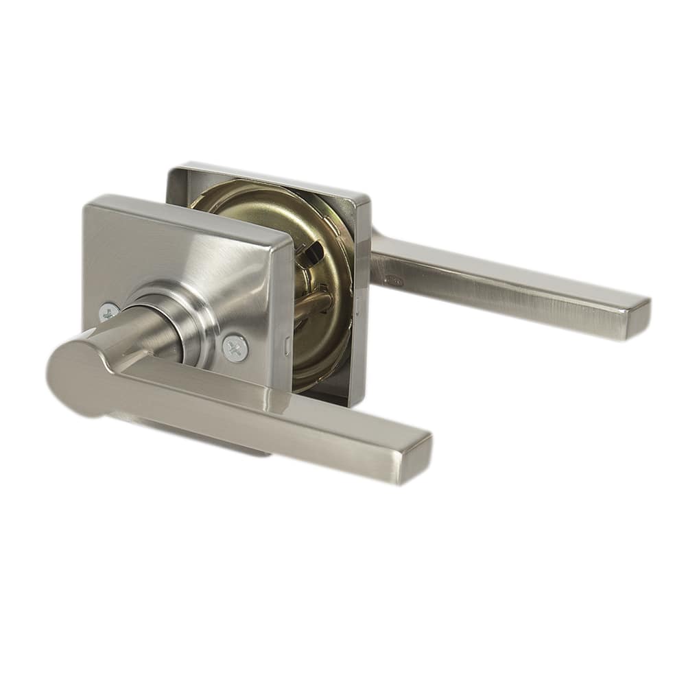 Poignée de porte de passage bec-de-cane Solstice Collins nickel satiné