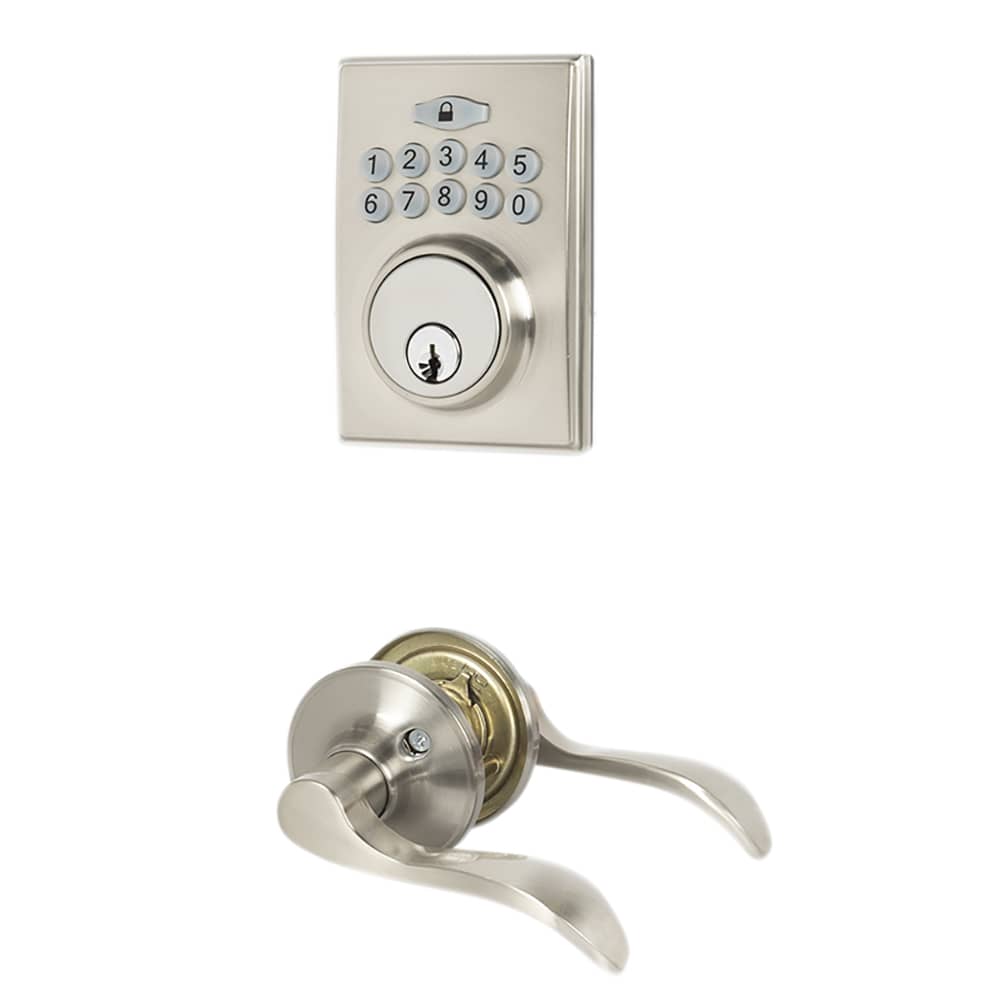 Seville Digital Keypad Door Lock and Lever Satin Nickel