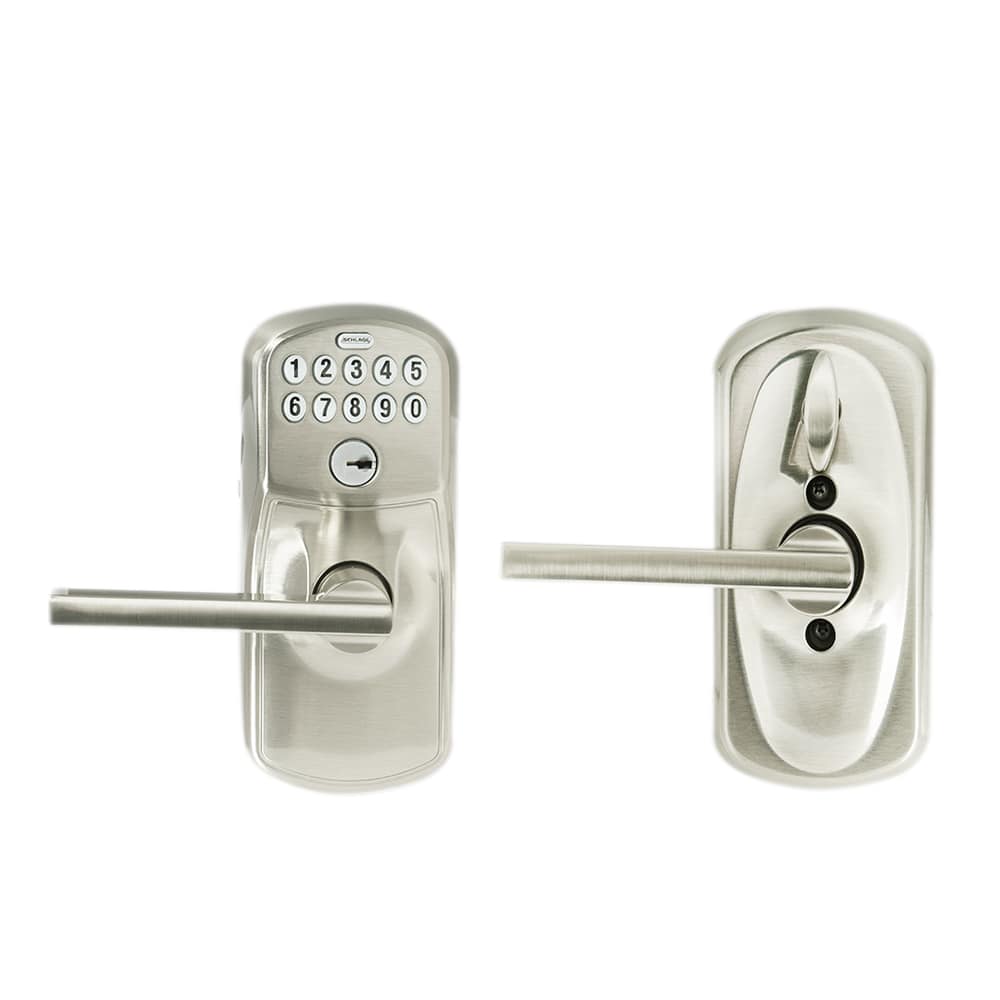Plymouth Digital Keypad Electronic Front Door Lock with Lever Handle Satin Nickel