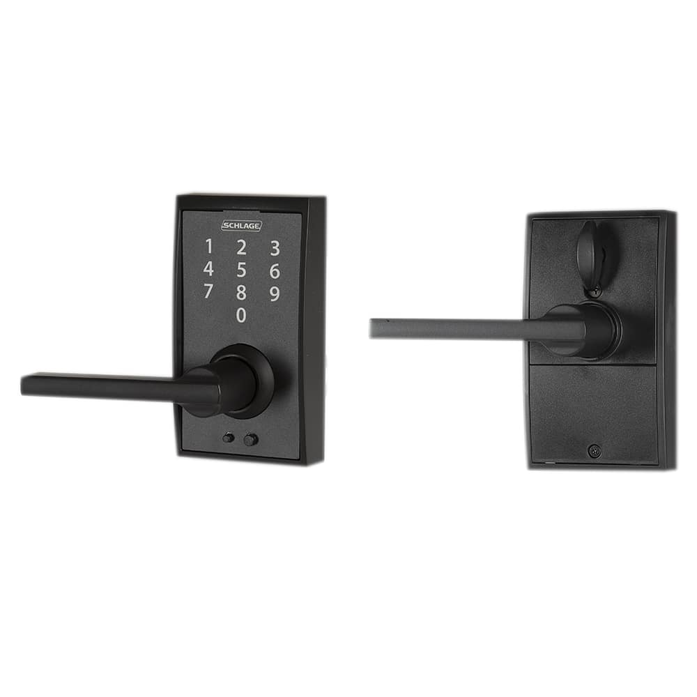 Century Digital Keypad Electronic Front Door Lock with Lever Handle Black