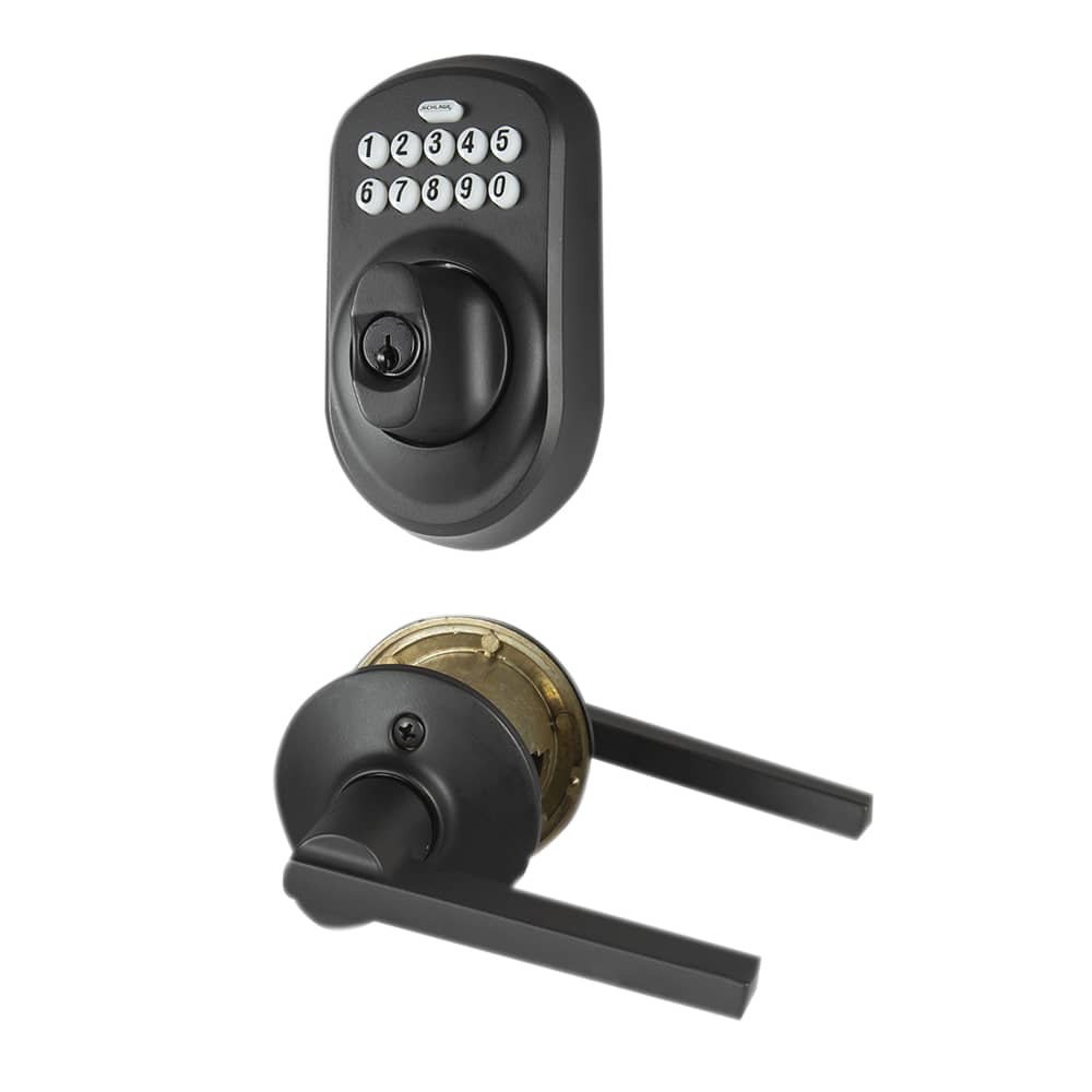Plymouth Electronic Digital Keypad Front Door Lock and Lever Handle Black