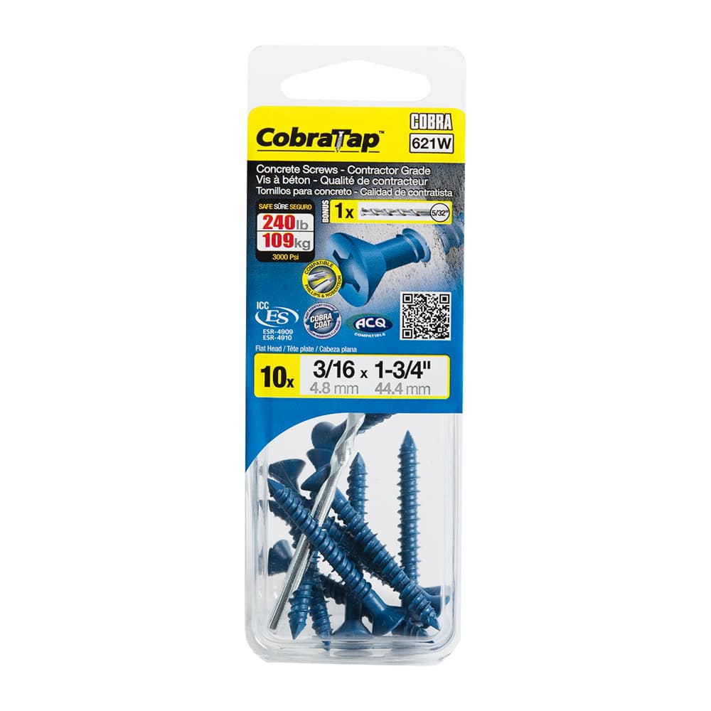 3/16&nbsp;in.&nbsp;x&nbsp;1&nbsp;3/4 in. F.H. Concrete Screws Pkg/10