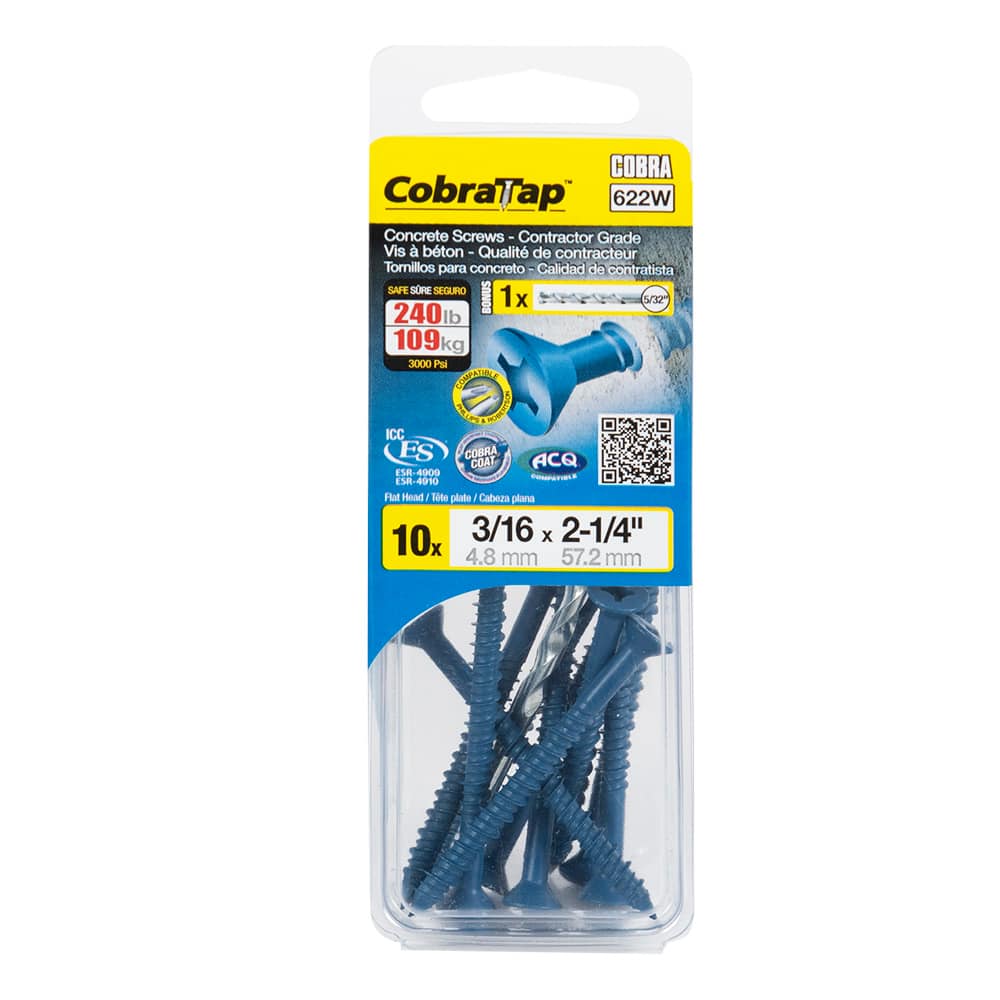 3/16&nbsp;in.&nbsp;x&nbsp;2&nbsp;1/4 in. F.H. Concrete Screws Pkg/10