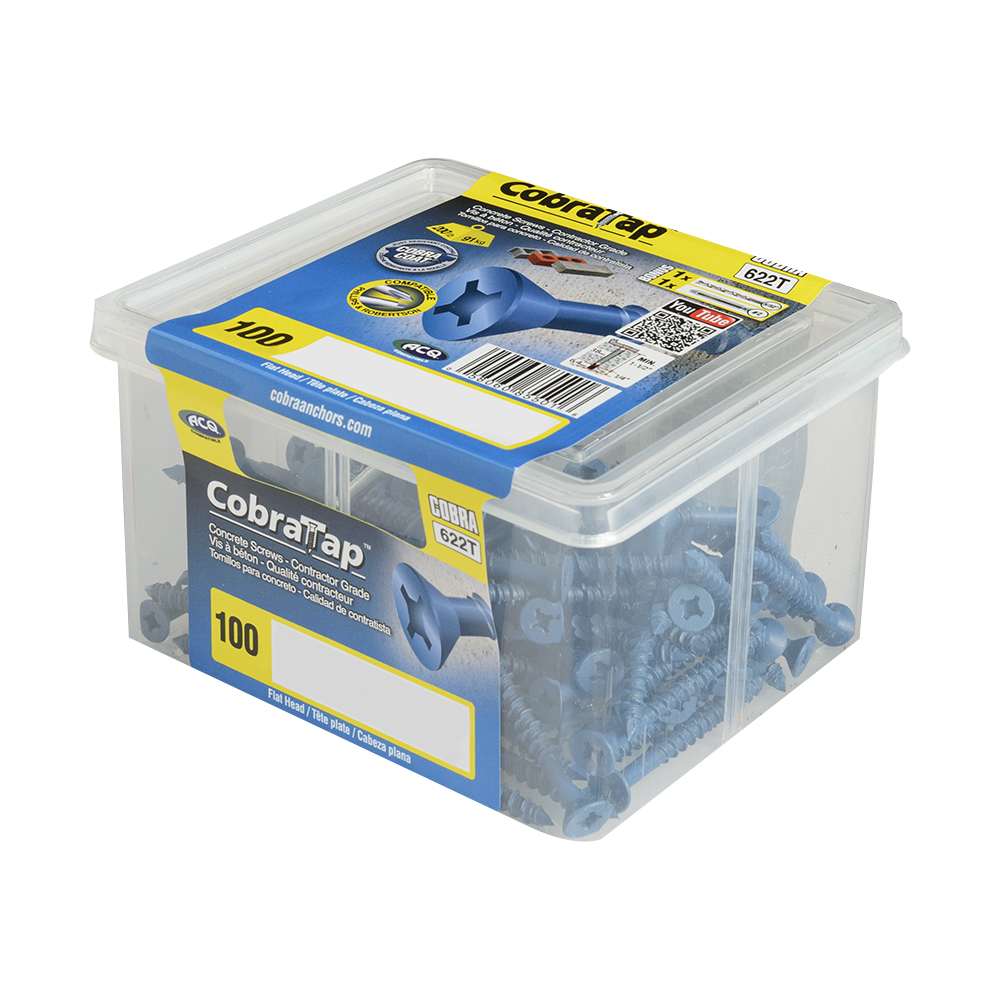 Vis à béton 3/16&nbsp;po&nbsp;x&nbsp;3&nbsp;1/4&nbsp;po T.P. Pqt/100