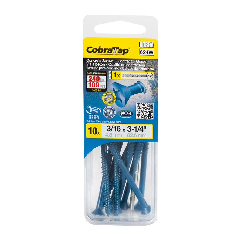 3/16&nbsp;in.&nbsp;x&nbsp;3&nbsp;1/4 in. F.H. Concrete Screws Pkg/10