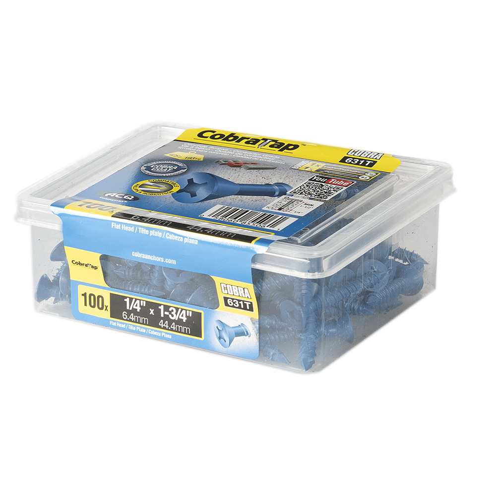 Vis à béton 1/4&nbsp;po&nbsp;x&nbsp;1&nbsp;3/4&nbsp;po T.P. Pqt/100