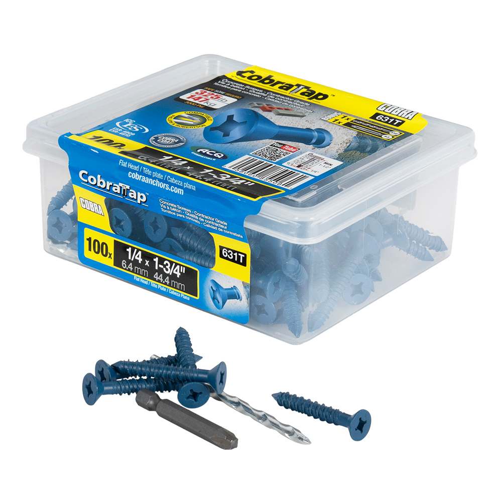 1/4&nbsp;in.&nbsp;x&nbsp;1&nbsp;3/4 in. F.H. Concrete Screws Pkg/100
