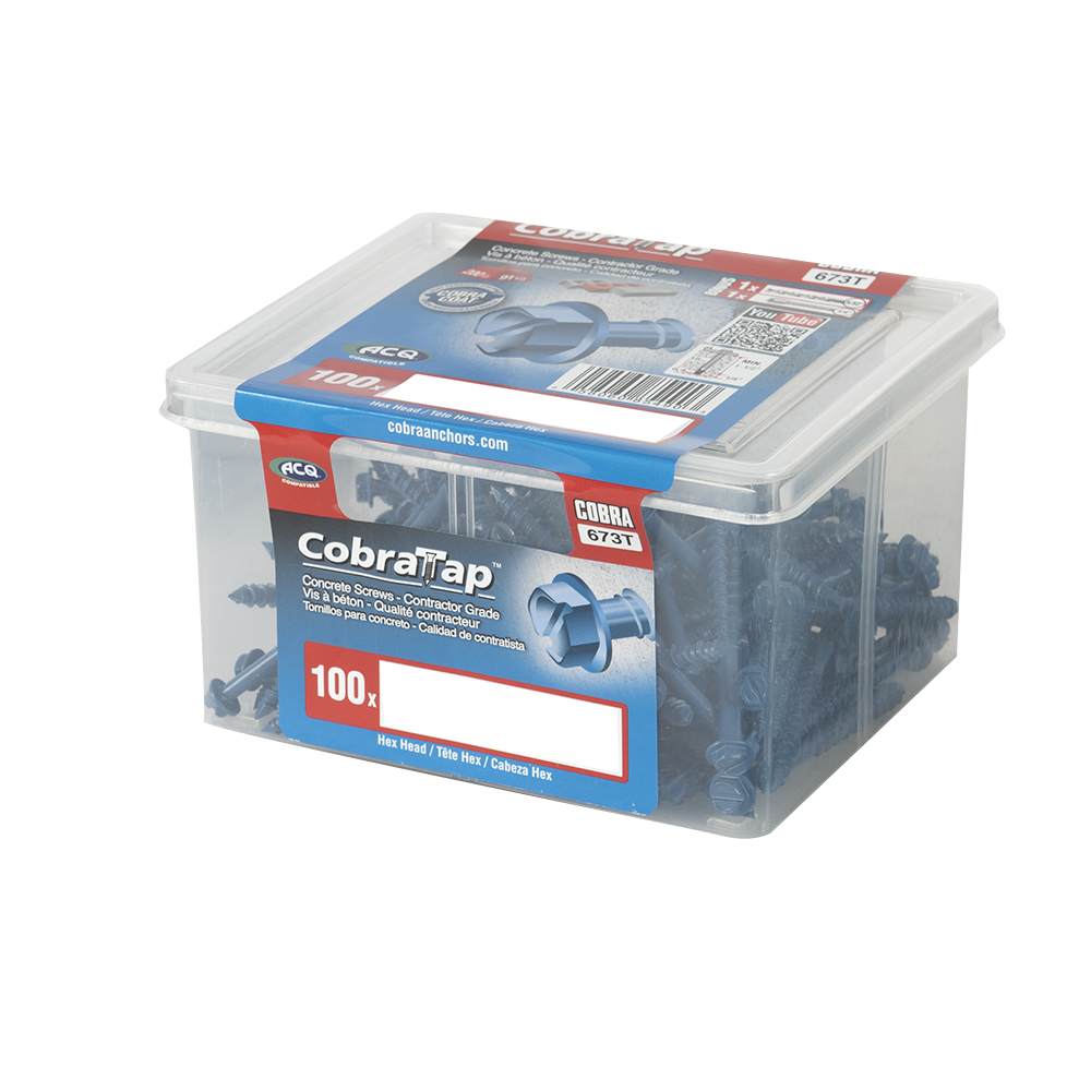 Vis à béton 3/16 po x 1 1/4 po T.H. Pqt/100