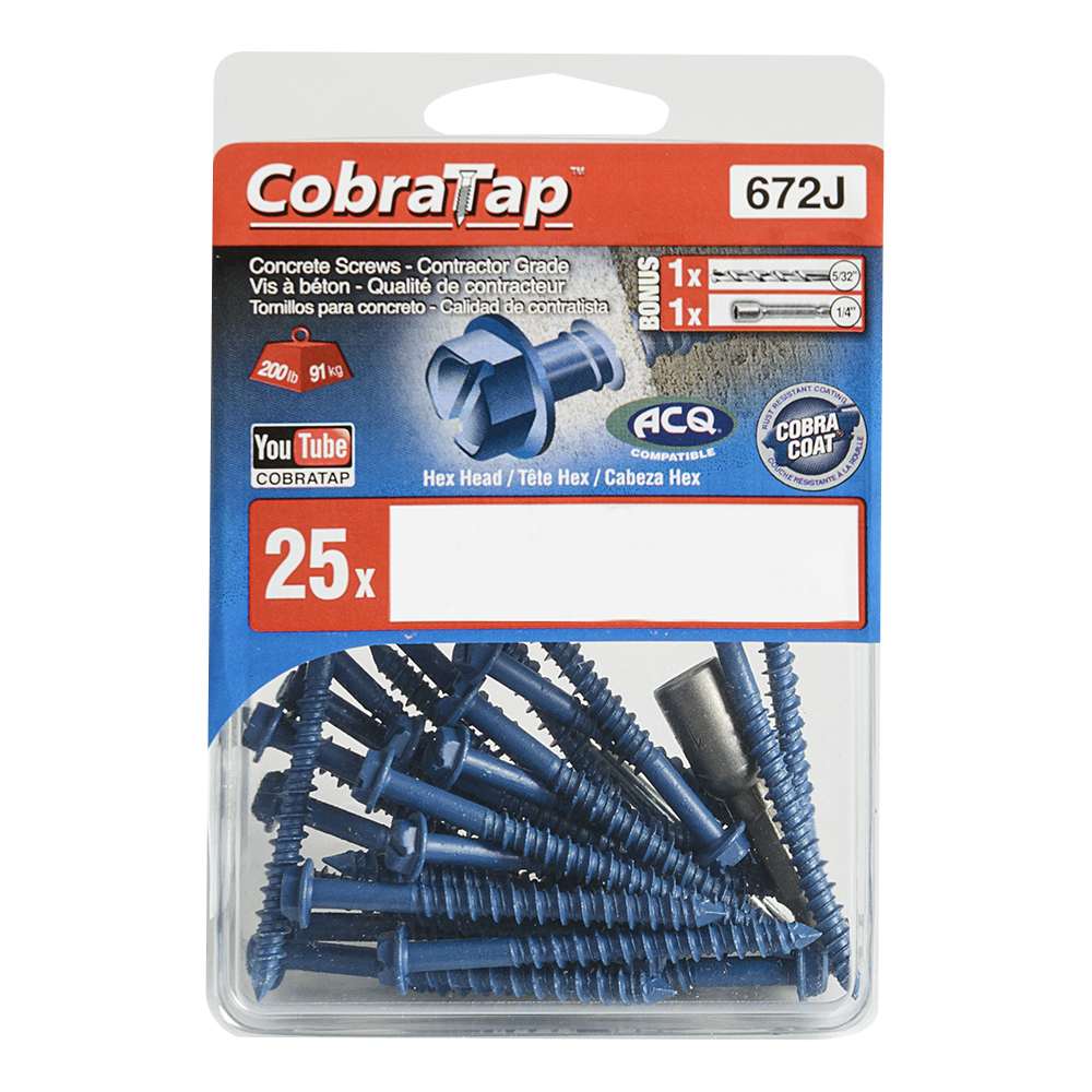 3/16&nbsp;in.&nbsp;x&nbsp;1&nbsp;3/4 in. H.H. Concrete Screws Pkg/25