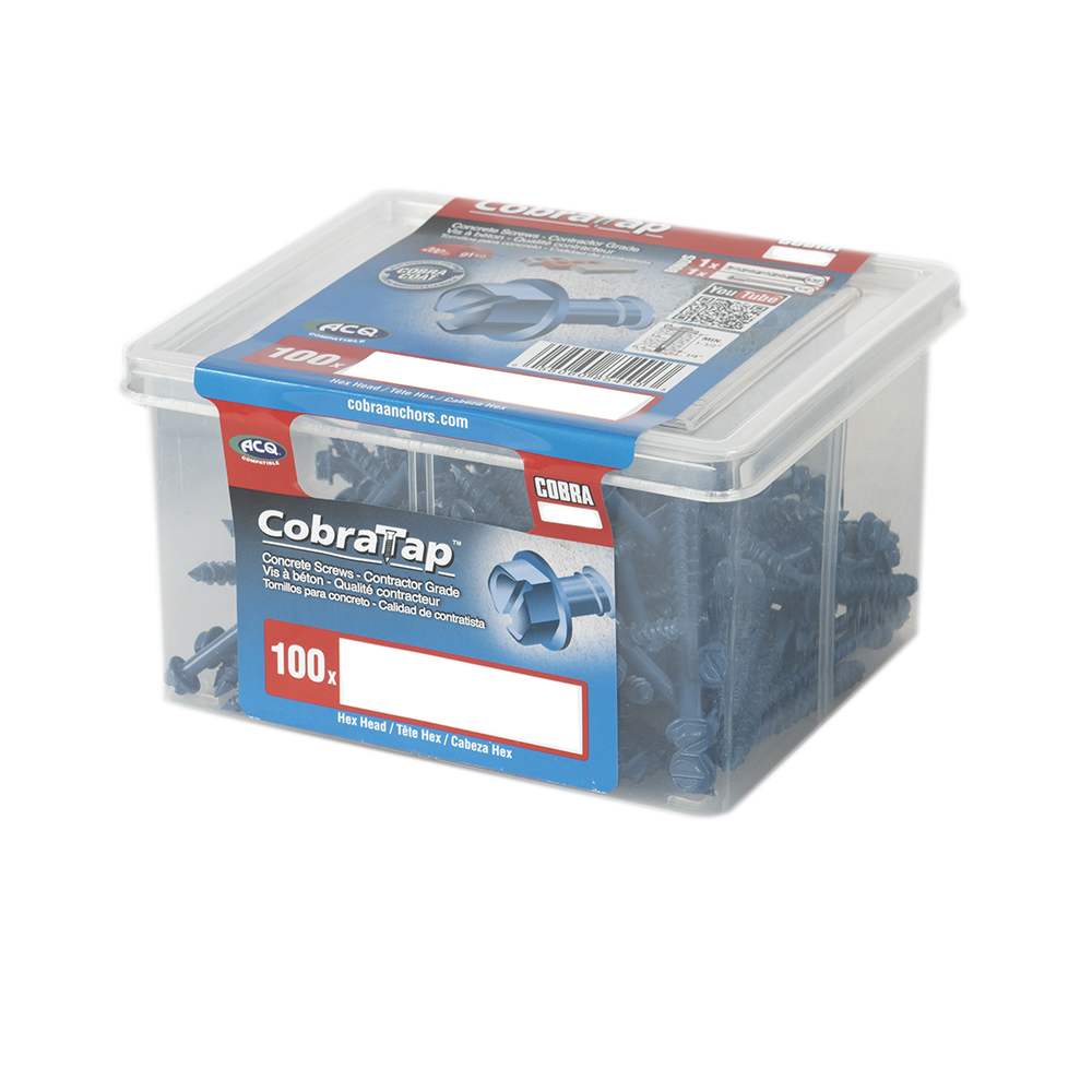 Vis à béton 3/16&nbsp;po&nbsp;x&nbsp;2&nbsp;1/4&nbsp;po T.H. Pqt/100