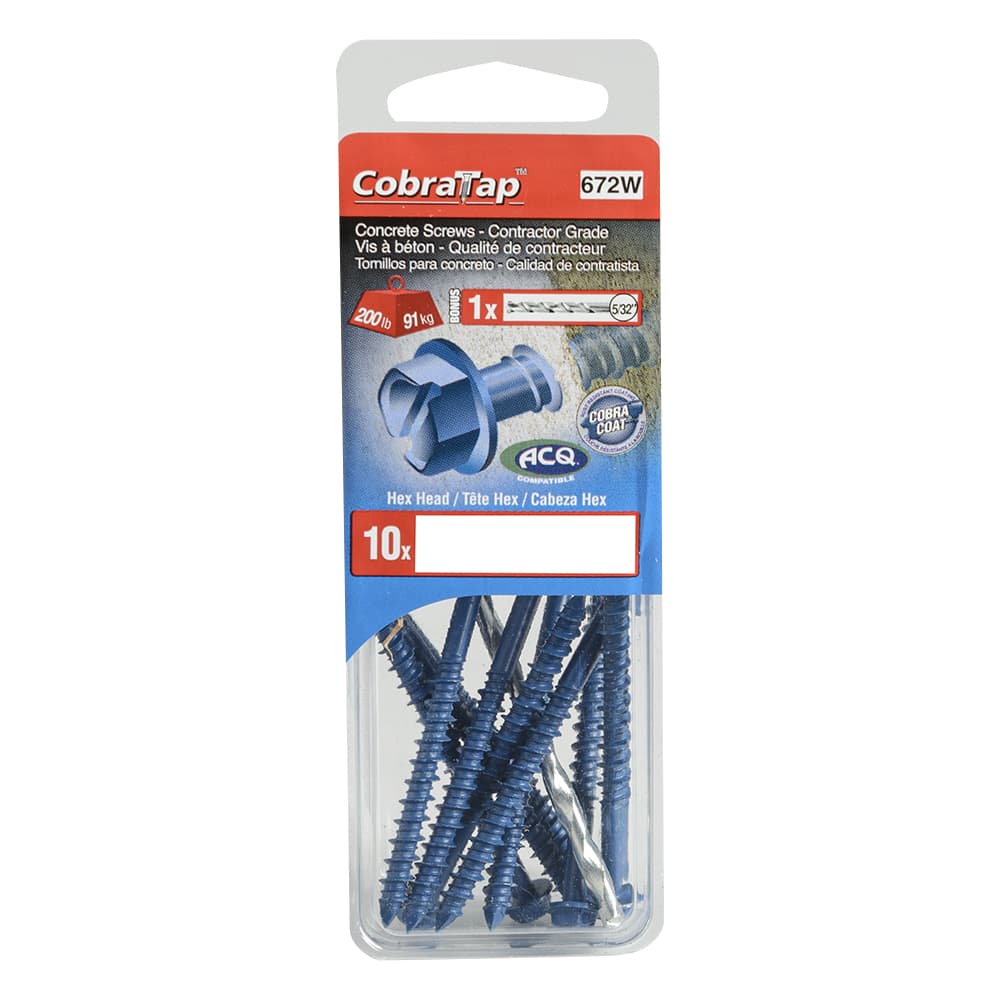 Vis à béton 3/16 po x 3 1/4 po T.H. Pqt/10