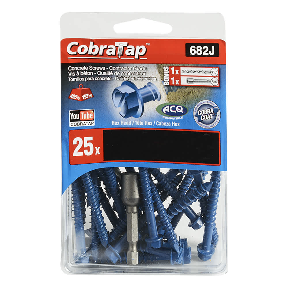 Vis à béton 1/4 po x 1 3/4 po T.H. Pqt/25