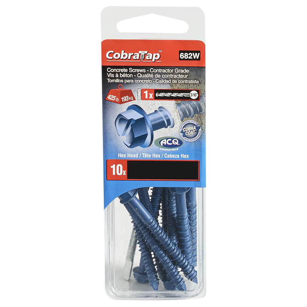 Vis à béton 1/4 po x 2 3/4 po T.H. Pqt/10