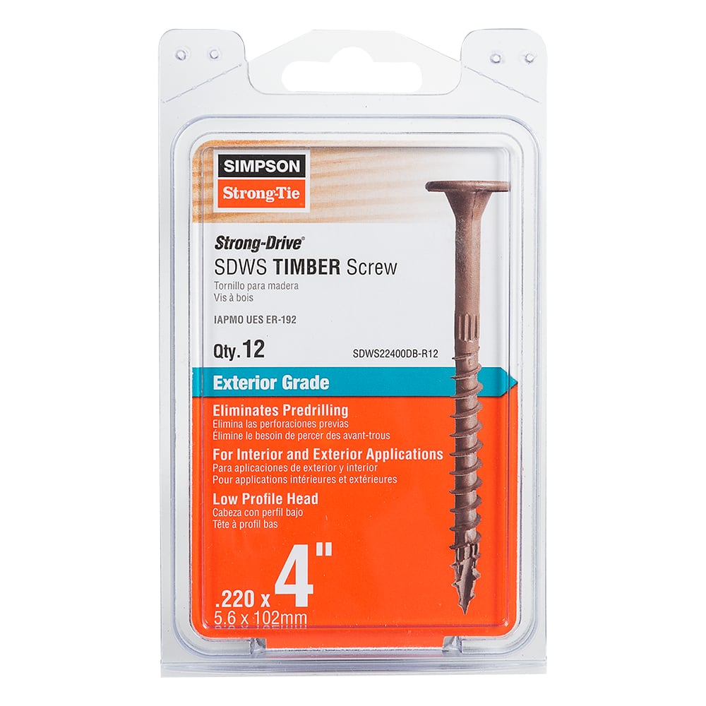 Vis à bois structurelle TIMBER DB 4&nbsp;po T.P. tan Pqt/12